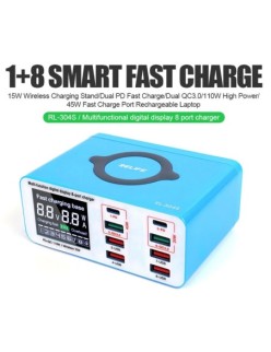 RELIFE RL-304S Caricabatterie da Banco Digitale Multifunzionale a 8 porte | 110W