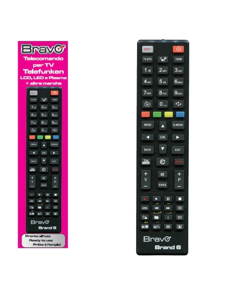 Bravo Telecomando di Ricambio BRAND 6 Per Televisori TV TELEFUNKEN - HITACHI - VESTEL ed altri