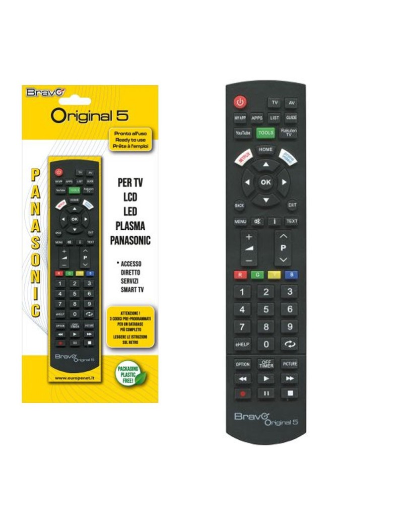 Bravo Telecomando di Ricambio ORIGINAL 5 Per TV Panasonic (Case Originale della Casa)