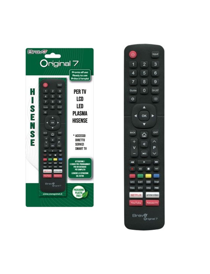 Bravo Telecomando di Ricambio ORIGINAL 7 Per TV HI-SENSE (Case Originale della Casa)