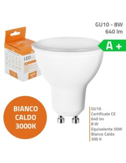 Lampadina a LED GU10 8W 640lm Luce Bianca Calda Fredda Naturale IP22 A+