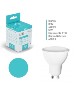 Lampadina a LED GU10 6W 480lm Luce Bianca Calda Fredda Naturale IP22