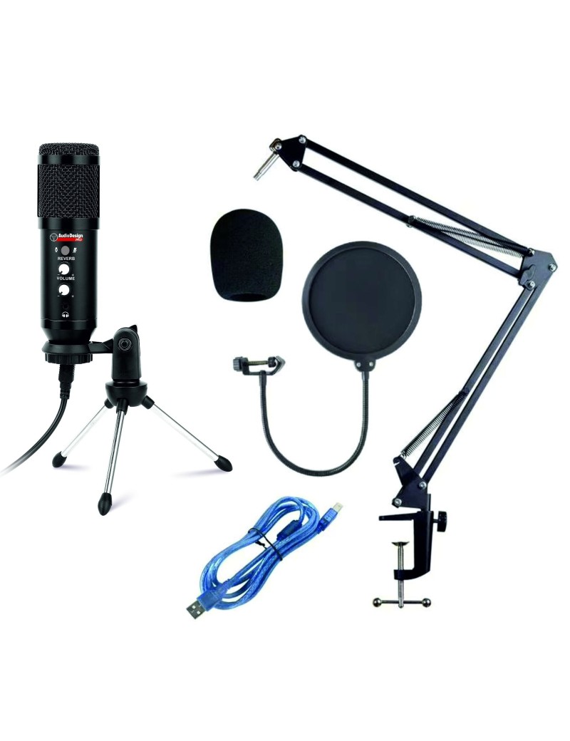 AUDIODESIGN PRO MICROFONO A CONDENSATORE USB COMPLETO DI ACCESSORI