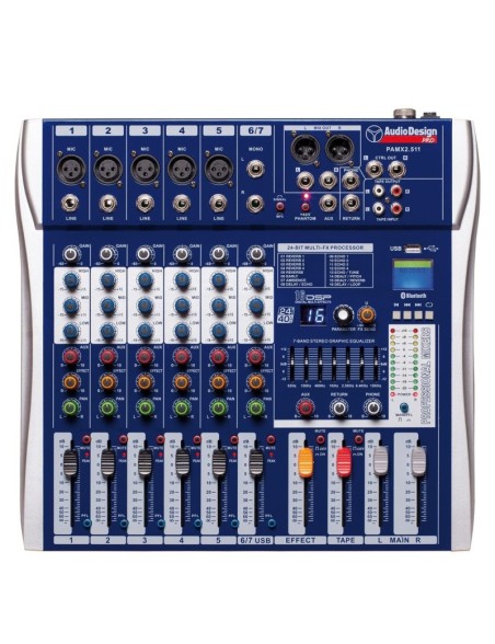 AUDIODESIGN PRO Mixer professionale 5+1+1 canali - USB e BT