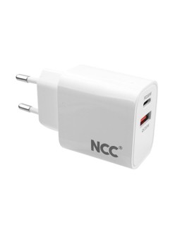 NCC CaricaBatterie da Rete 30W USB-A + USB-C Fast Charge | Bianco C222