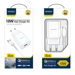 Sendem Caricabatteria OG36 1XUSB + Cavo Dati Lightning QC 3.0 bianco