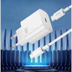 Sendem Caricabatteria OG73 Type-C + Cavo Dati Type-C to Lightning PD 20W bianco