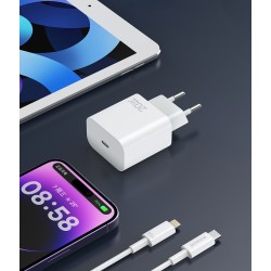 Sendem Caricabatteria OG73 Type-C + Cavo Dati Type-C to Lightning PD 20W bianco