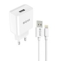 Rovi Travel Charger Kit ST450L Caricabatteria USB-A + Cavo da USB-A a Lightning 2.1A | Bianco
