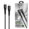 Rovi Fabric Cavo di Ricarica USB-C da Type-c a Type-C Rivestito in Tessuto Con Connettori Rinforzati 2.4A | Silver - Nero
