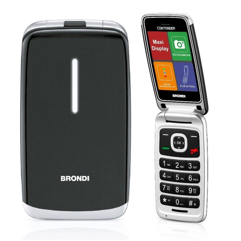 BRONDI Contender Telefono Cellulare per Anziani Display 3 Dual SIM | Nero BRONDI Contender Telefono Cellulare per Anziani Display 3 Dual SIM | Nero