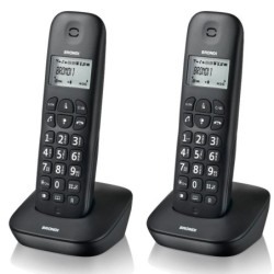 BRONDI GALA TWIN Telefono Cordless Funzione ECO DECT Schermo Grande Sveglia | Nero