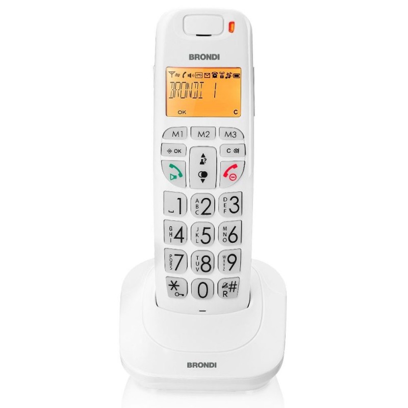 Brondi Bravo Bright Telefono Cordless ECO DECT Tasti Grandi Bianco