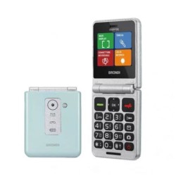 Brondi Flipper Telefono Cellulare a Conchiglia Dual Sim + Fotocamera | Verde Acqua Metallica