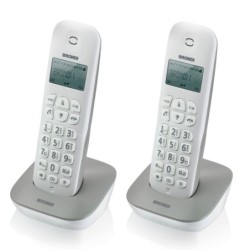 BRONDI GALA TWIN Telefono Cordless Funzione ECO DECT Schermo Grande Sveglia | Bianco Grigio