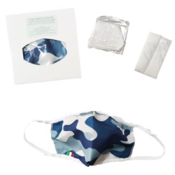 Mascherine MADE IN ITALY 1DS/1US ergonomiche con Anelli Auricolari in Tessuto Stampato