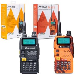 MIDLAND CT590S RADIO RICETRASMETTITORE DUAL BAND VHF/UHF PORTATILE CON DISPLAY LCD BATTERIA INTEGRATA RICONDIZIONATO Nero
